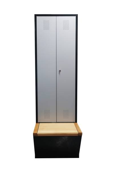 armoire vestiaires avec coffre de rangement et assise intégrés 